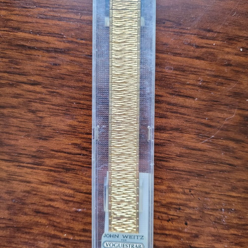 Voguestrap Stainless Steel Expansion 15/16mm Yellow Gold Tone Watch Band NOS